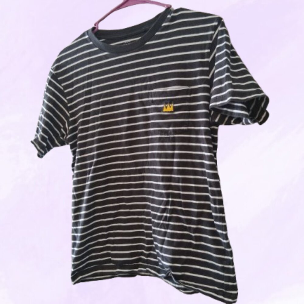 SPRZ NY striped short sleeve top crop cropped in black and white size small.